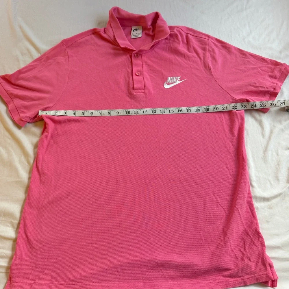 Nike Mens Sportswear Piqué Polo Shirt Pink White Futura Logo XL Short Sleeve
